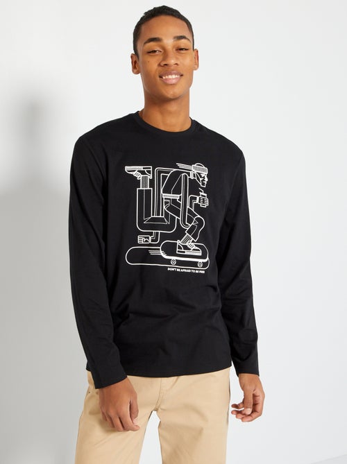 T-shirt em jersey com estampado de fantasia - Kiabi