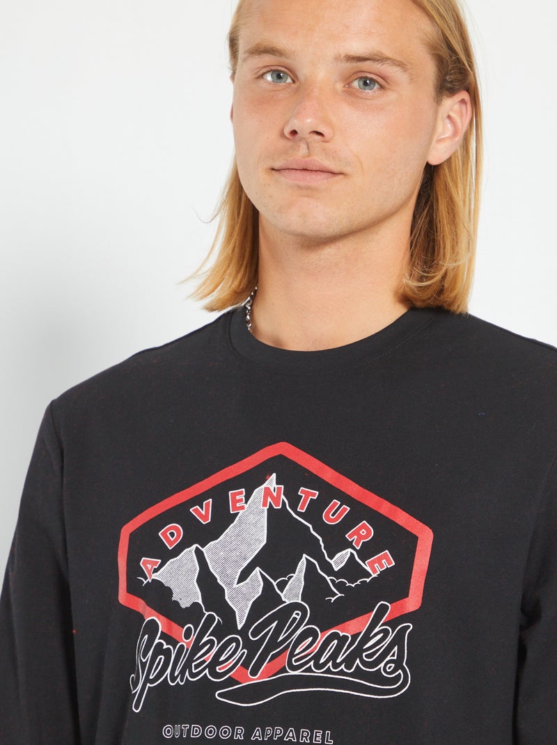 T-shirt em jersey com estampado de fantasia PRETO - Kiabi