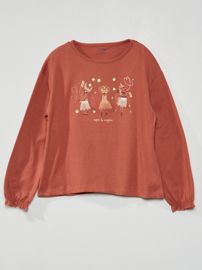 T-shirt em jersey com estampado de fantasia ROSA - Kiabi