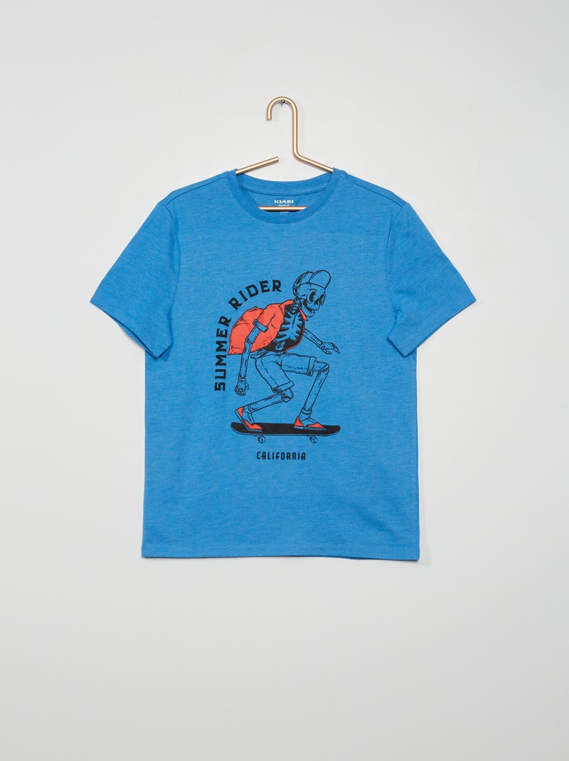T-shirt em jersey com estampado em relevo AZUL - Kiabi