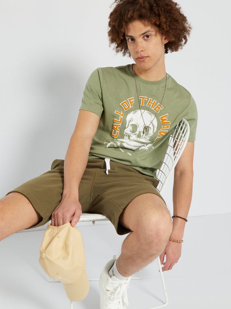 T-shirt em jersey com estampado em relevo CAQUI - Kiabi