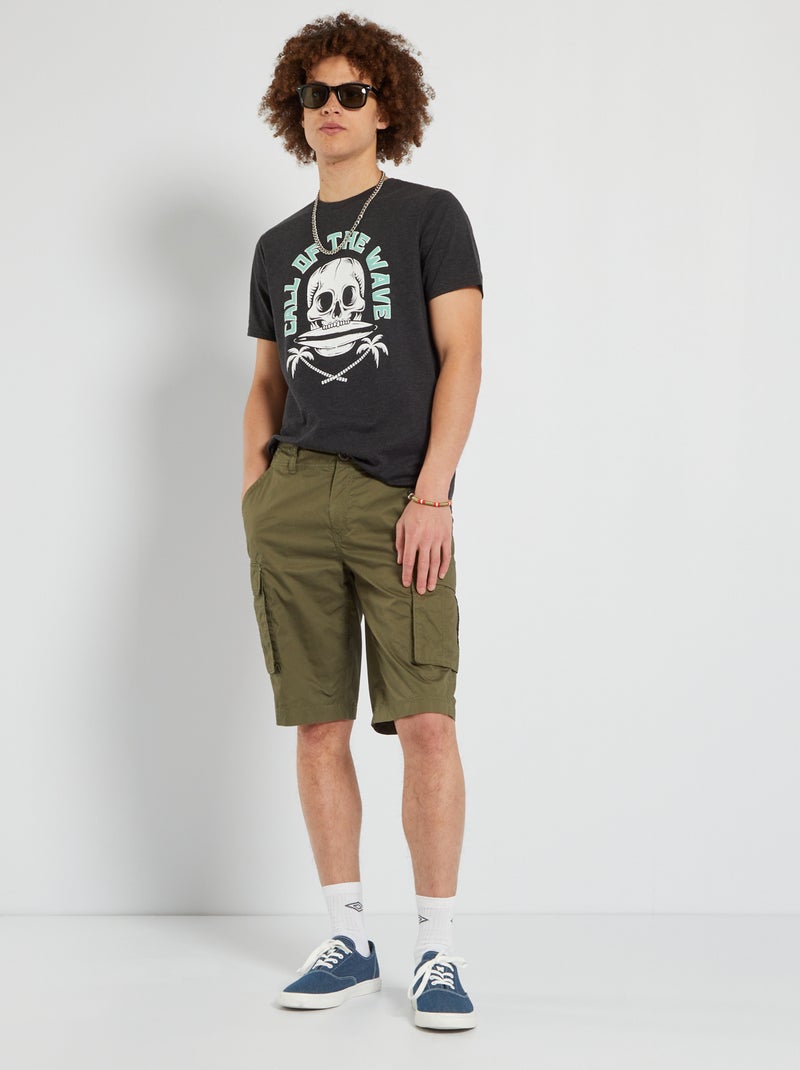 T-shirt em jersey com estampado em relevo CINZA - Kiabi