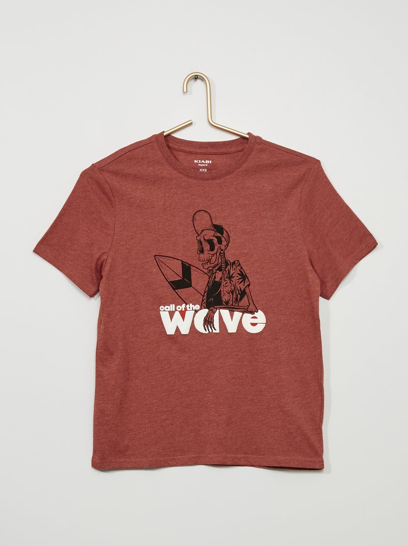 T-shirt em jersey com estampado em relevo VERMELHO - Kiabi
