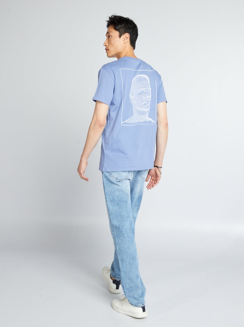T-shirt em jersey com estampado frontal AZUL - Kiabi