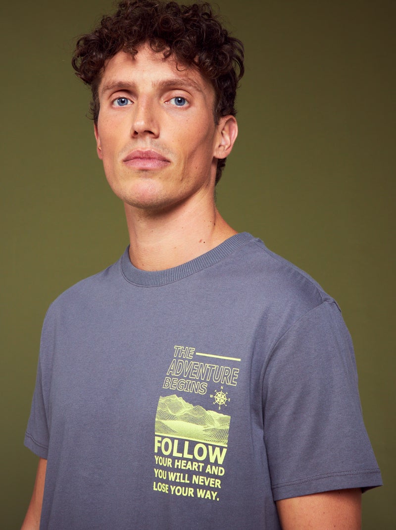 T-shirt em jersey com estampado frontal CINZA - Kiabi