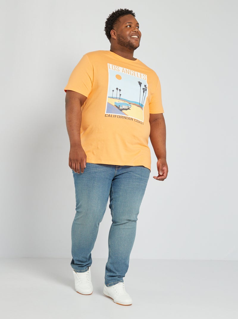 T-shirt em jersey com estampado LARANJA - Kiabi