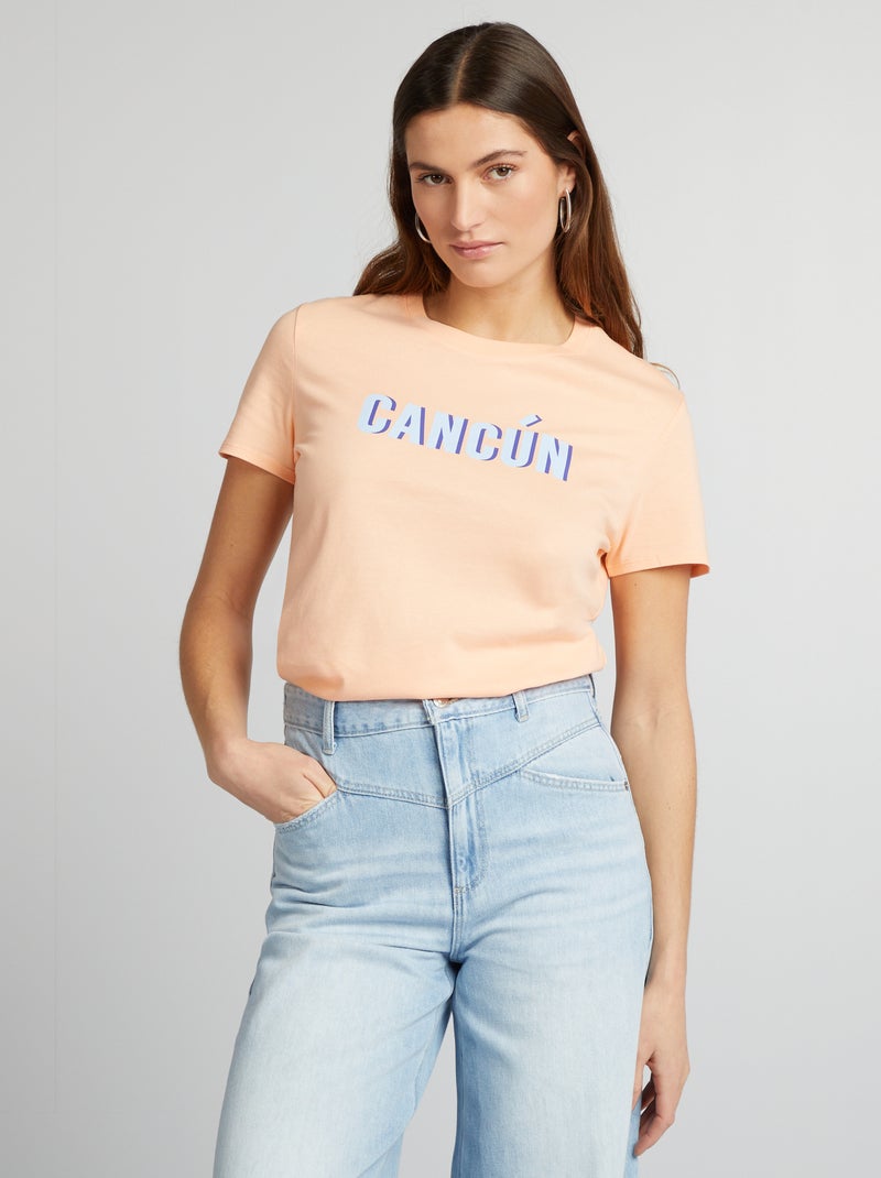 T-shirt em jersey com estampado LARANJA - Kiabi