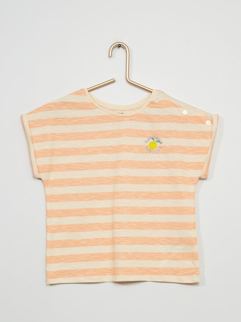 T-shirt em jersey com estampado LARANJA - Kiabi