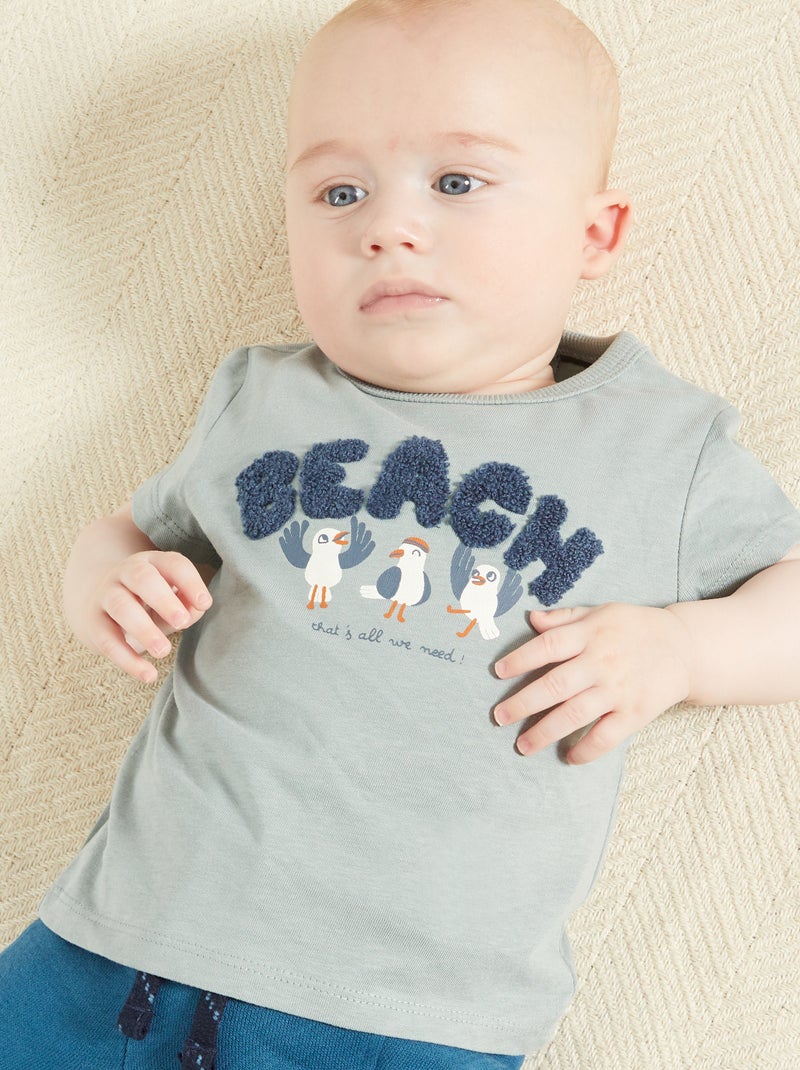 T-shirt em jersey com estampado lúdico AZUL - Kiabi
