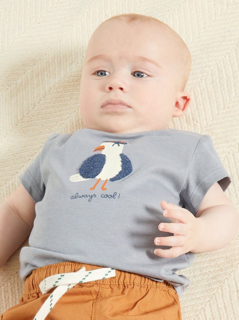 T-shirt em jersey com estampado lúdico AZUL - Kiabi
