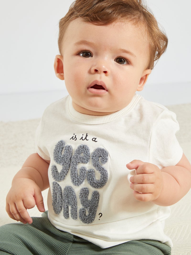 T-shirt em jersey com estampado lúdico BRANCO - Kiabi