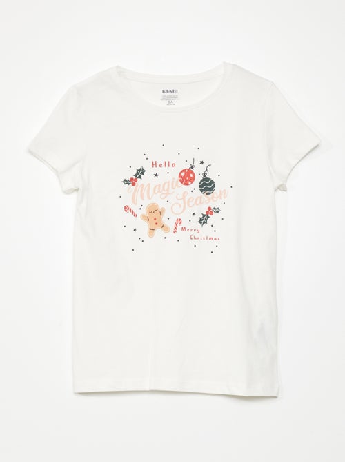 T-shirt em jersey com estampado 'Natal' - Kiabi