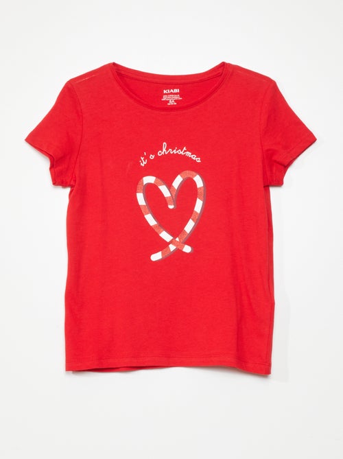 T-shirt em jersey com estampado 'Natal' - Kiabi