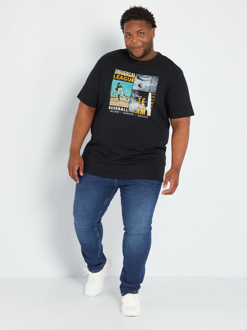 T-shirt em jersey com estampado PRETO - Kiabi