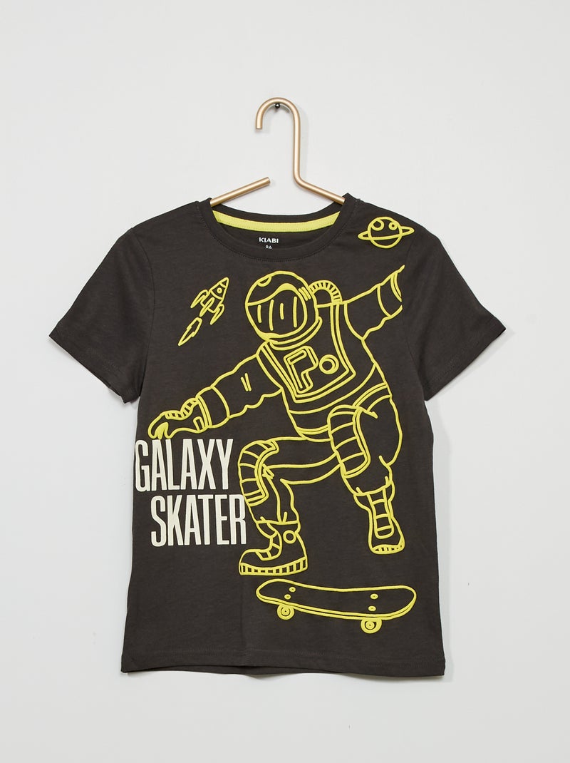 T-shirt em jersey com estampado PRETO - Kiabi