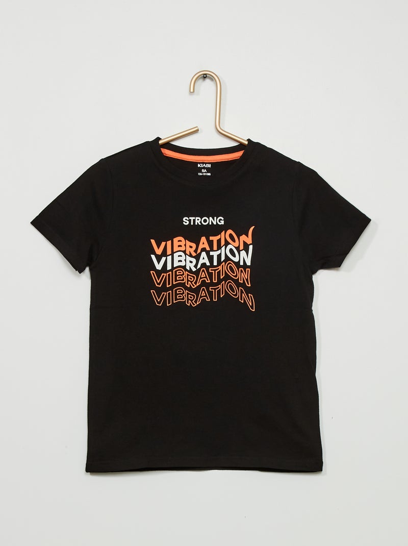 T-shirt em jersey com estampado PRETO - Kiabi