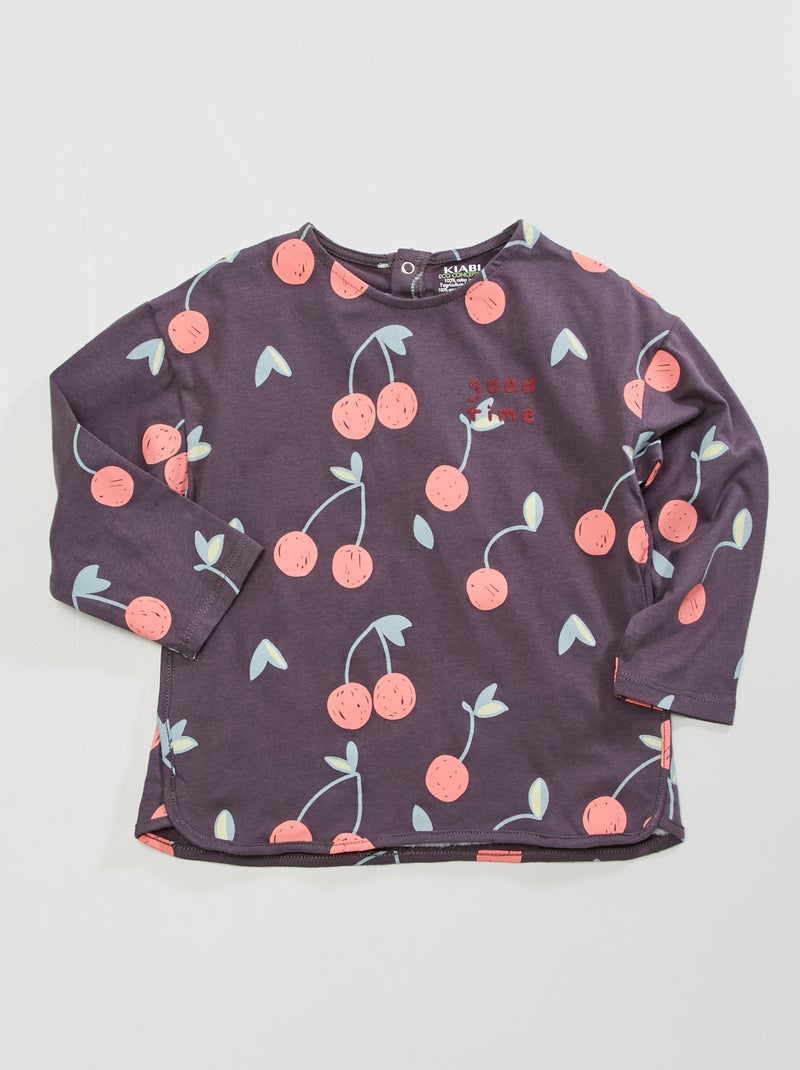 T-shirt em jersey com estampado PRETO - Kiabi
