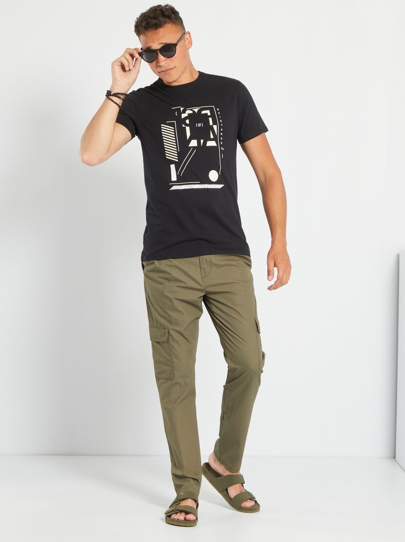 T-shirt em jersey com estampado PRETO - Kiabi