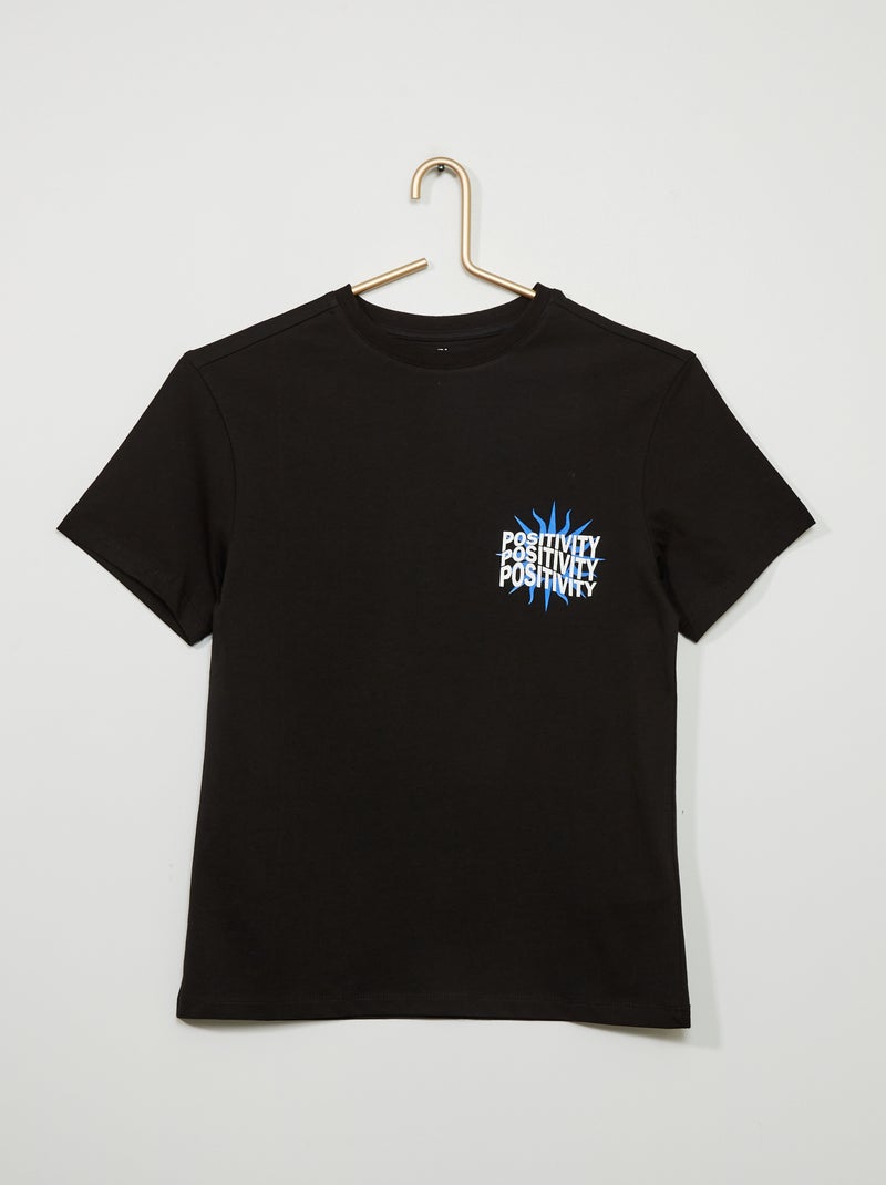 T-shirt em jersey com estampado Preto - Kiabi