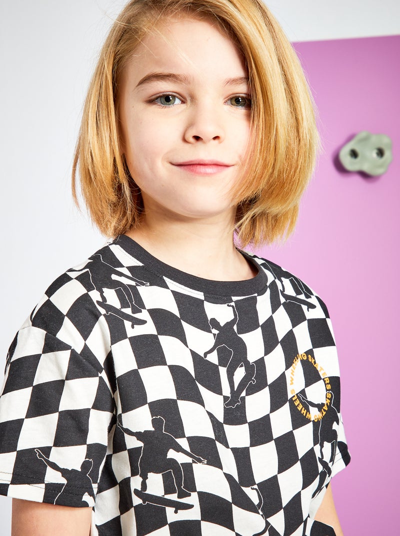 T-shirt em jersey com estampado PRETO - Kiabi