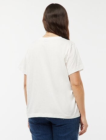 T-shirt em jersey com estampado 'rosa' à frente