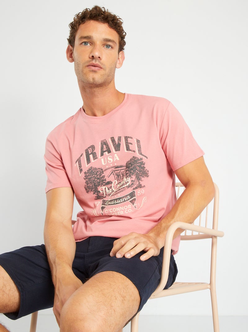 T-shirt em jersey com estampado ROSA - Kiabi
