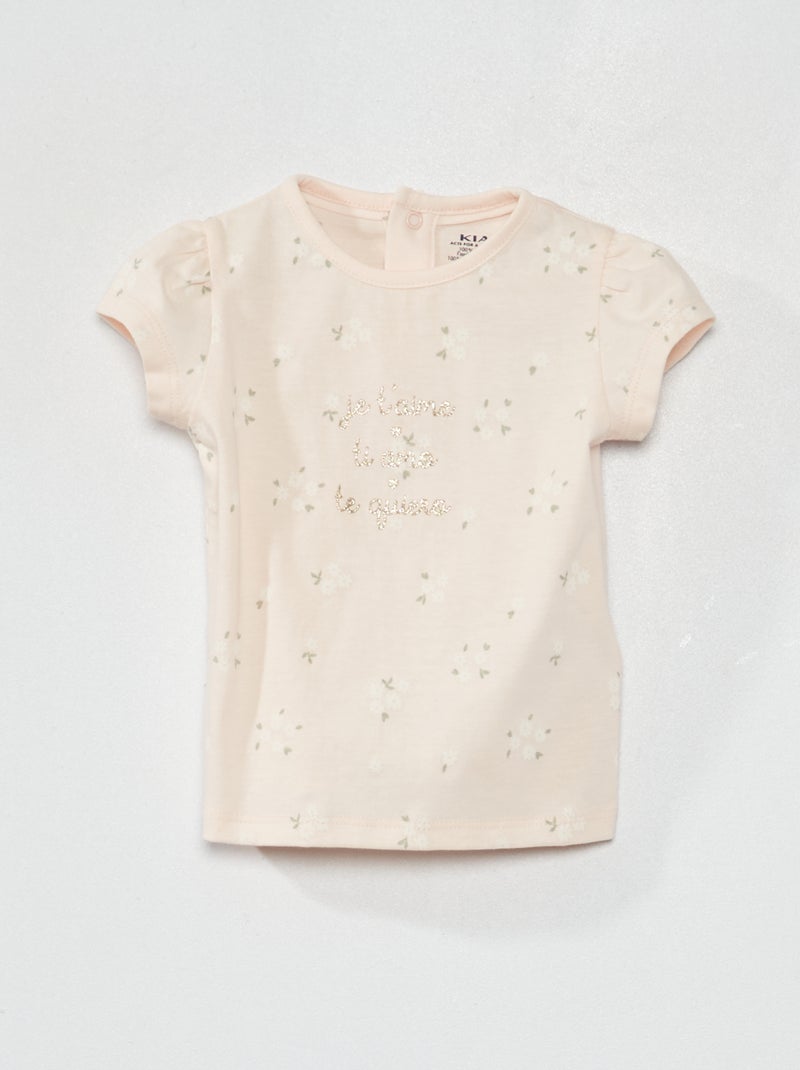 T-shirt em jersey com estampado ROSA - Kiabi