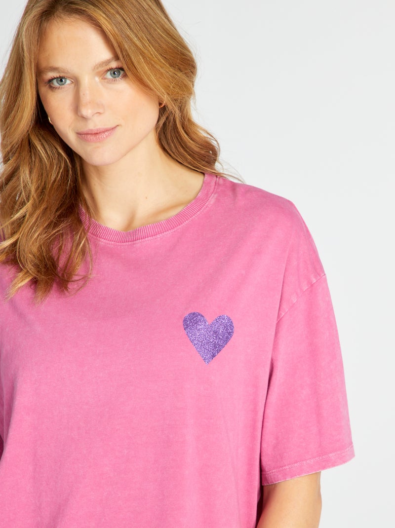 T-shirt em jersey com estampado ROSA - Kiabi