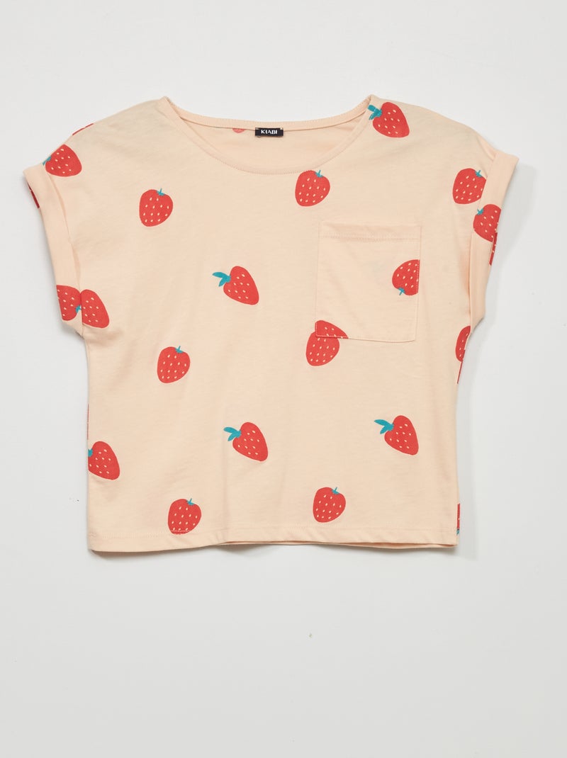 T-shirt em jersey com estampado ROSA - Kiabi