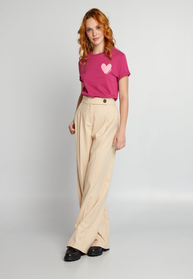 T-shirt em jersey com estampado ROSA - Kiabi