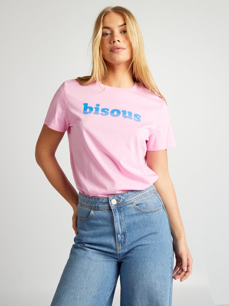 T-shirt em jersey com estampado ROSA - Kiabi