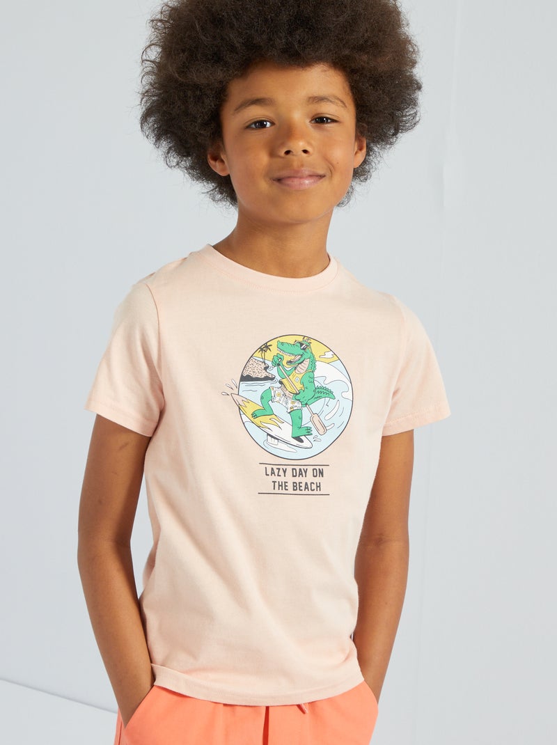 T-shirt em jersey com estampado ROSA - Kiabi