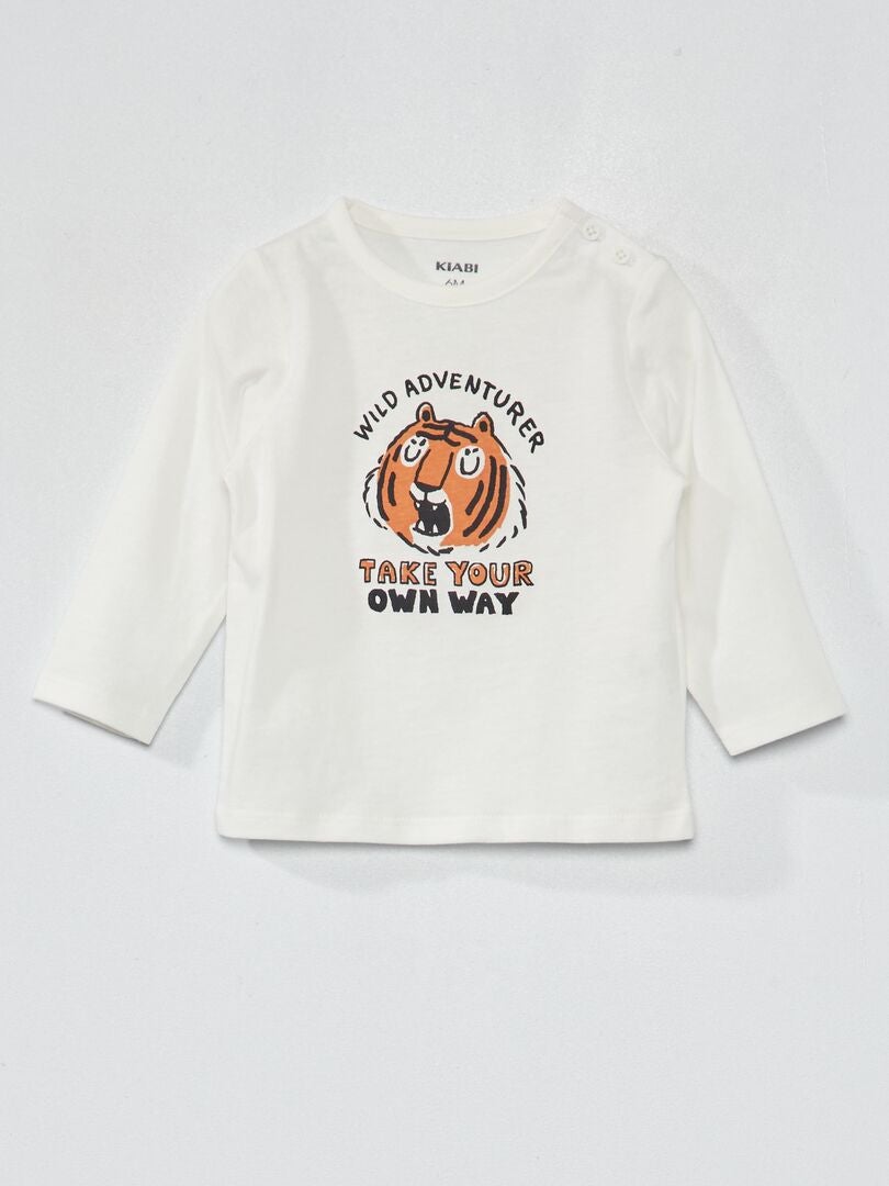 T-shirt em jersey com estampado TIGRE DA NEVE - Kiabi
