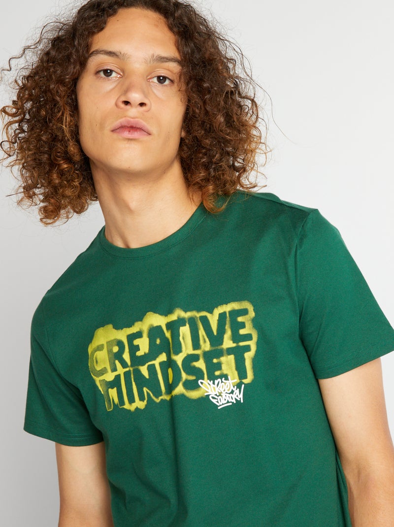 T-shirt em jersey com estampado VERDE - Kiabi