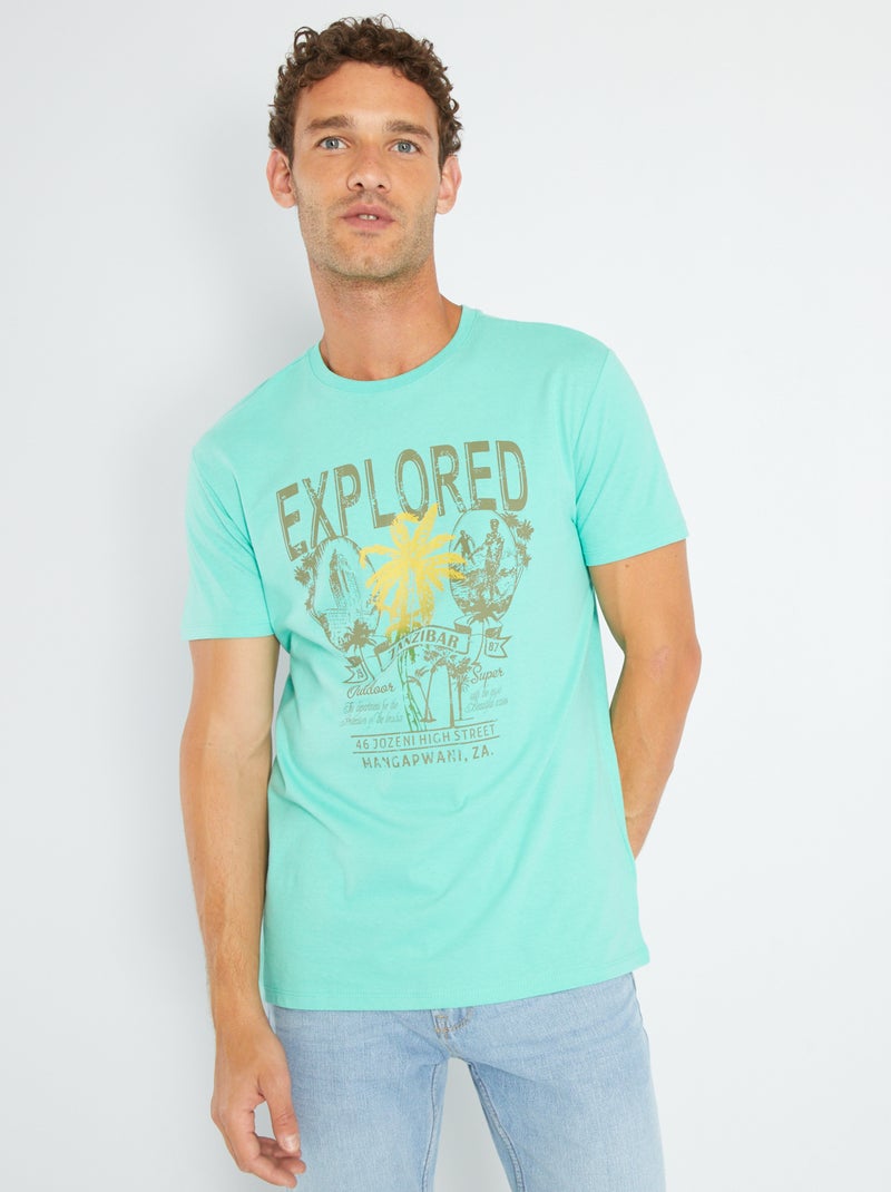 T-shirt em jersey com estampado VERDE - Kiabi