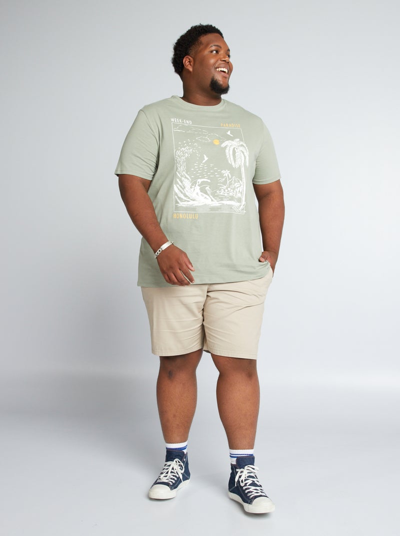 T-shirt em jersey com estampado VERDE - Kiabi