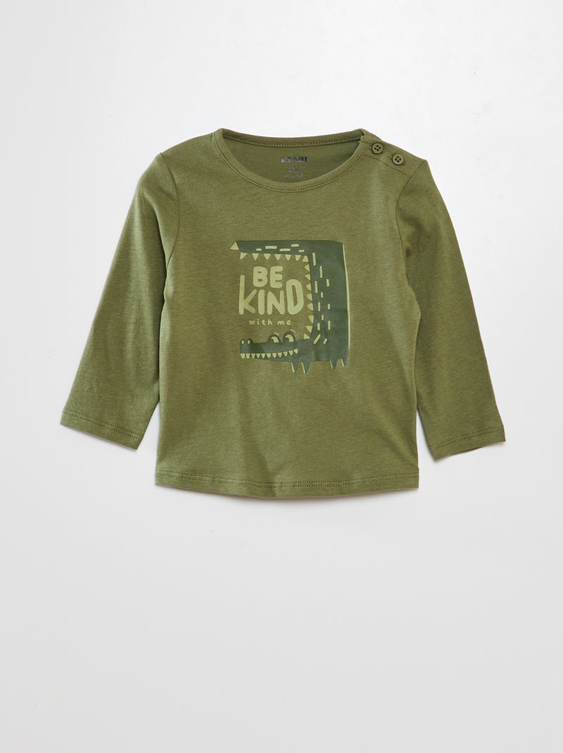 T-shirt em jersey com estampado VERDE - Kiabi