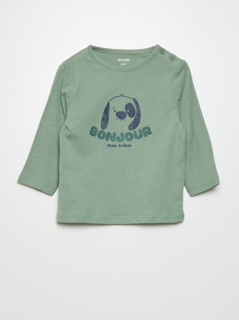 T-shirt em jersey com estampado VERDE - Kiabi