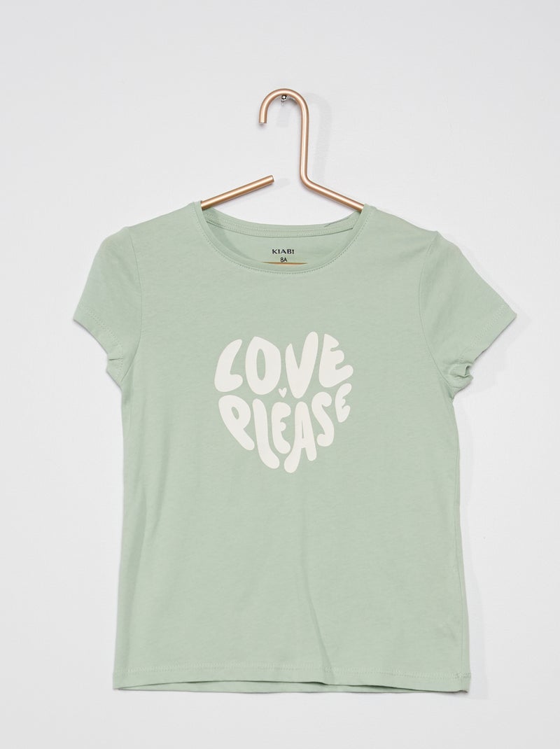 T-shirt em jersey com estampado VERDE - Kiabi