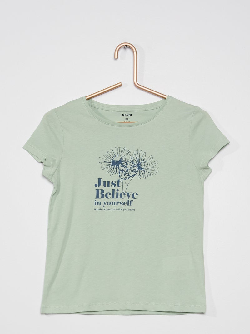 T-shirt em jersey com estampado VERDE - Kiabi