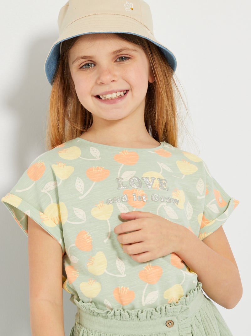 T-shirt em jersey com estampado VERDE - Kiabi