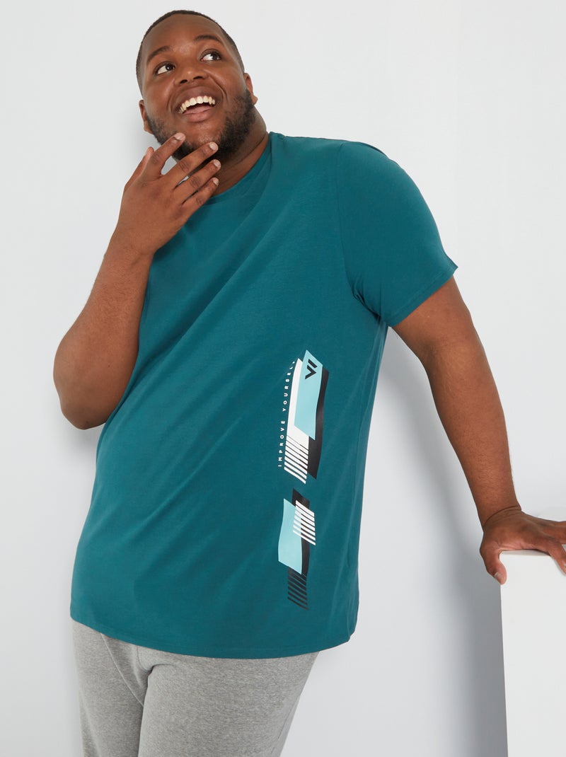 T-shirt em jersey com estampado VERDE - Kiabi