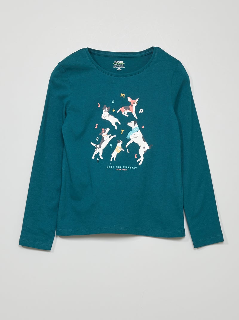 T-shirt em jersey com estampado VERDE - Kiabi