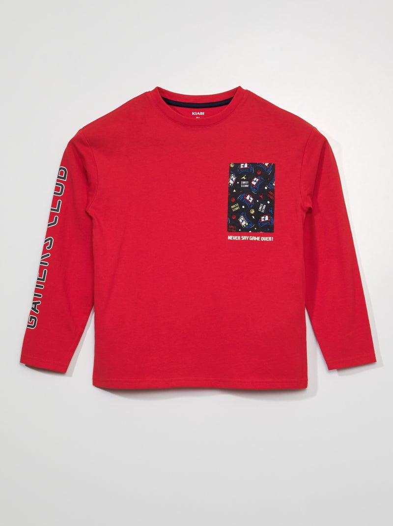 T-shirt em jersey com estampado VERMELHO - Kiabi