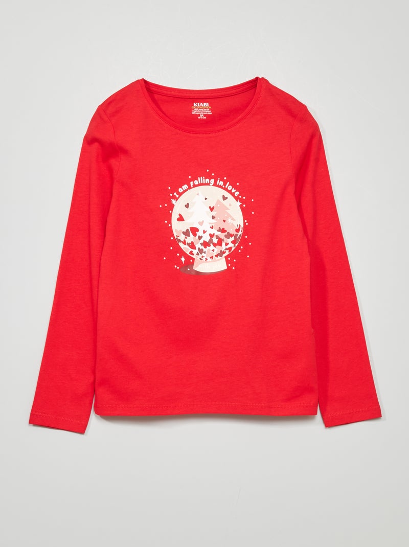 T-shirt em jersey com estampado VERMELHO - Kiabi
