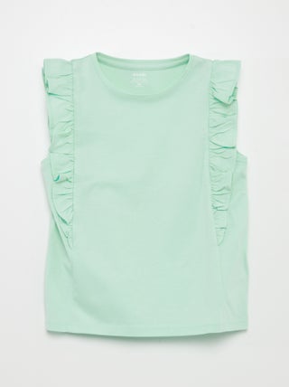 T-shirt em jersey com folhos