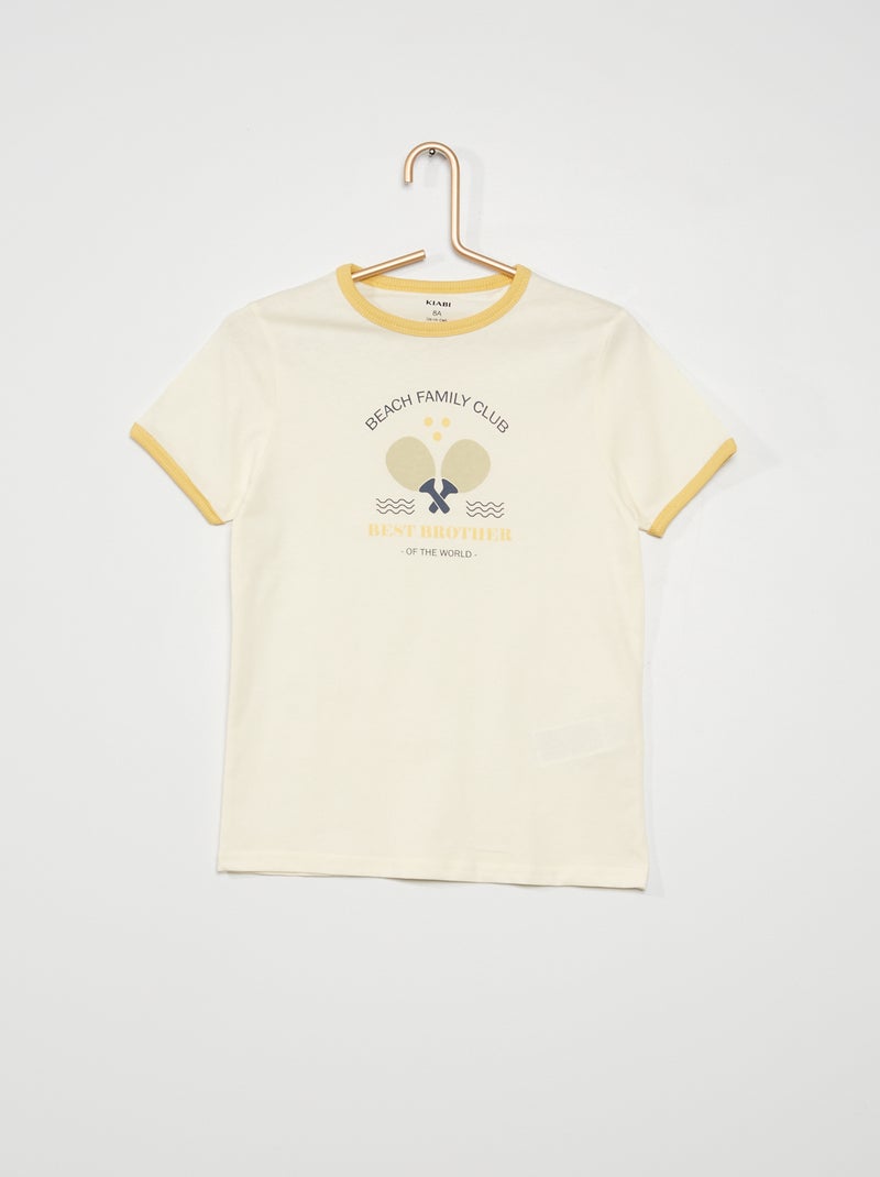 T-shirt em jersey com gola contrastante BRANCO - Kiabi