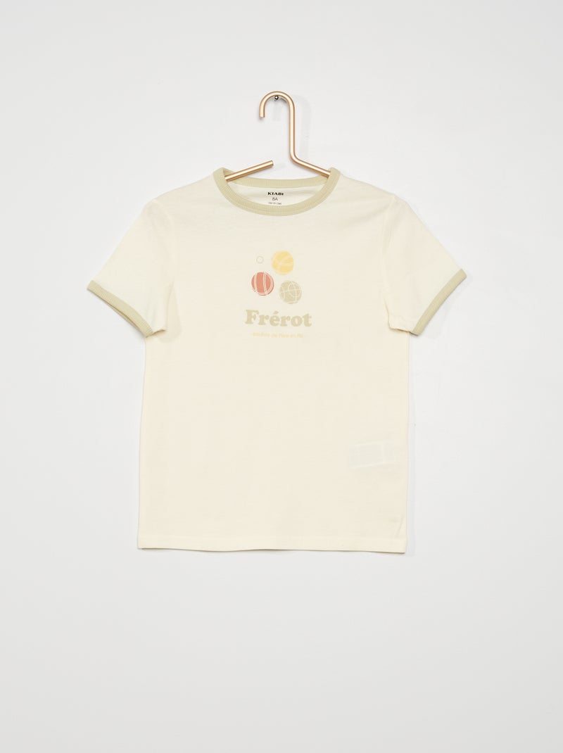 T-shirt em jersey com gola contrastante BRANCO - Kiabi