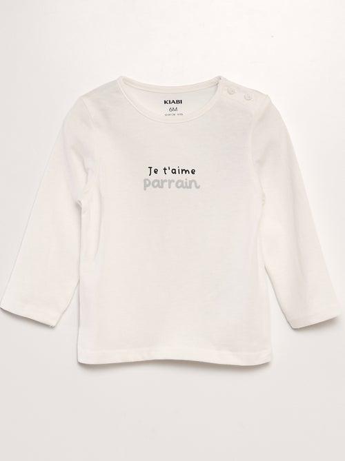 T-shirt em jersey com gola redonda e fecho de botões - Kiabi