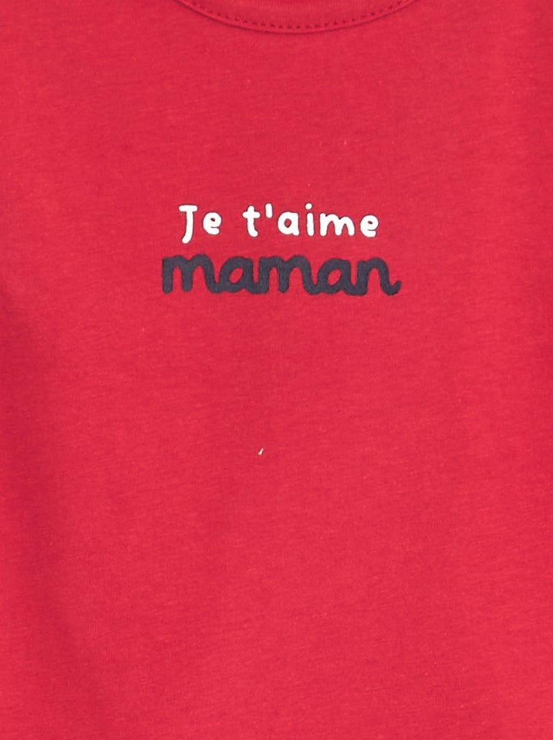 T-shirt em jersey com gola redonda e fecho de botões VERMELHO - Kiabi